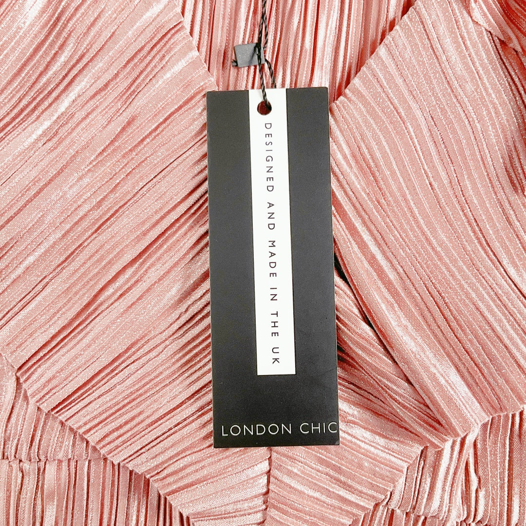 LONDON CHIC Pleated Strap Dress – Peach Pink – Size 12