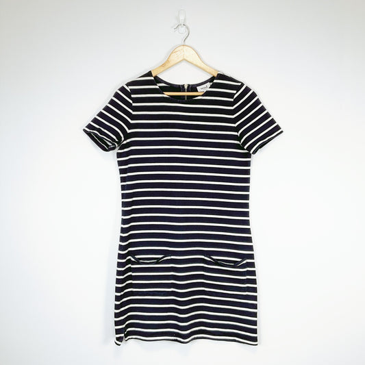 SEED HERITAGE Striped Cotton Dress – Black & White – Size S