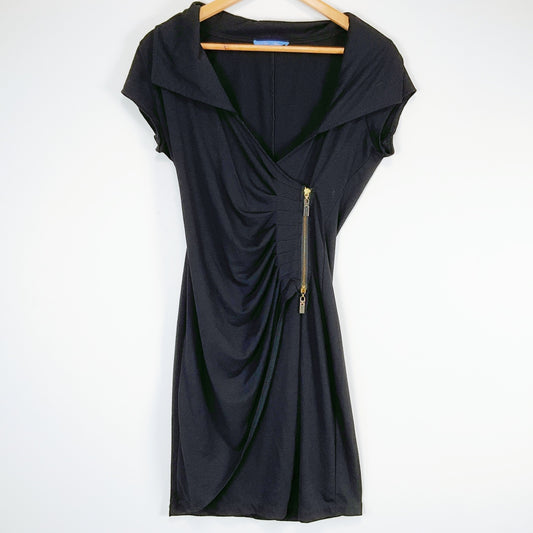 MEI MEI Draped Black Dress – Zip Detail – Size 12