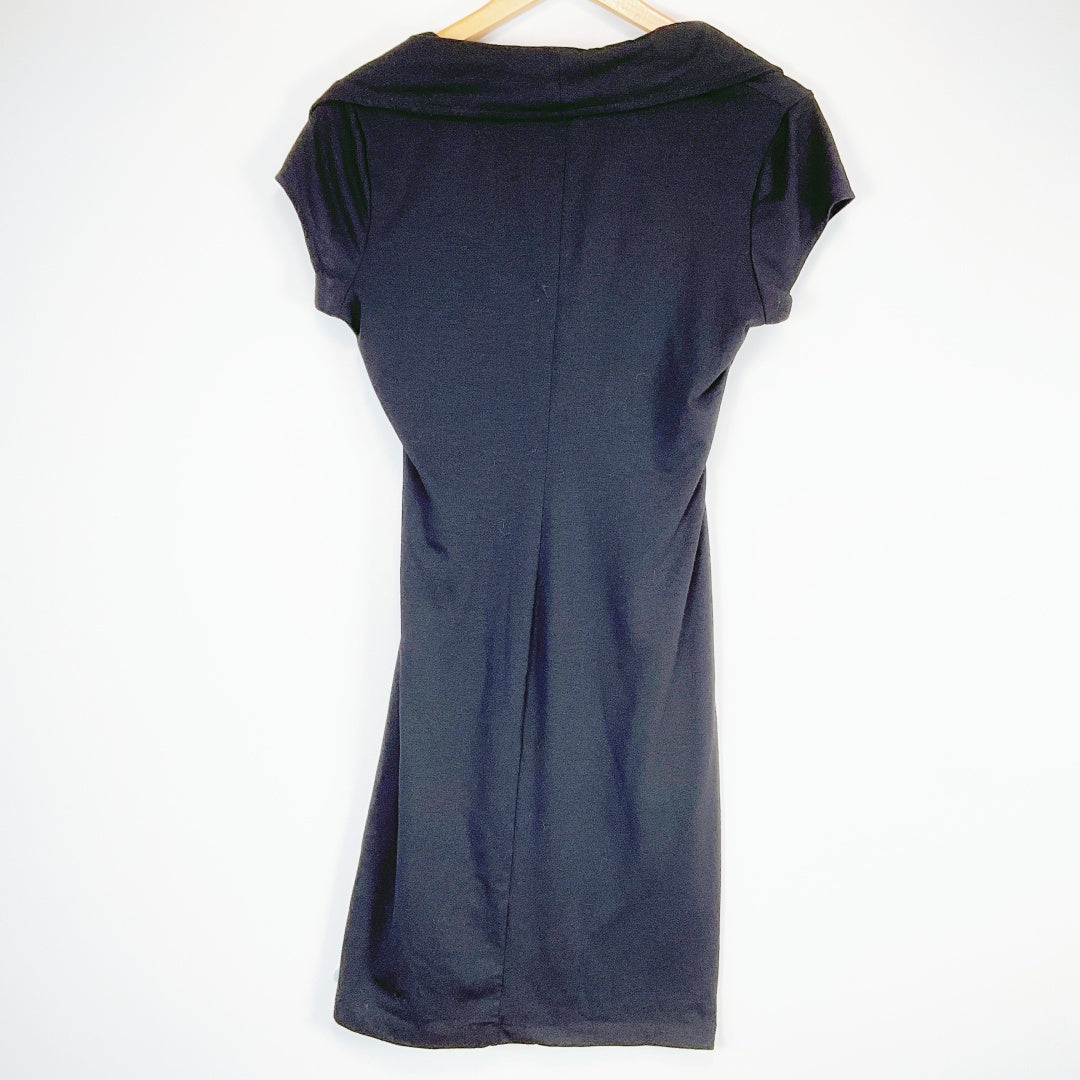 MEI MEI Draped Black Dress – Zip Detail – Size 12