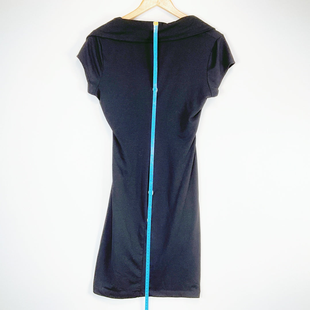 MEI MEI Draped Black Dress – Zip Detail – Size 12
