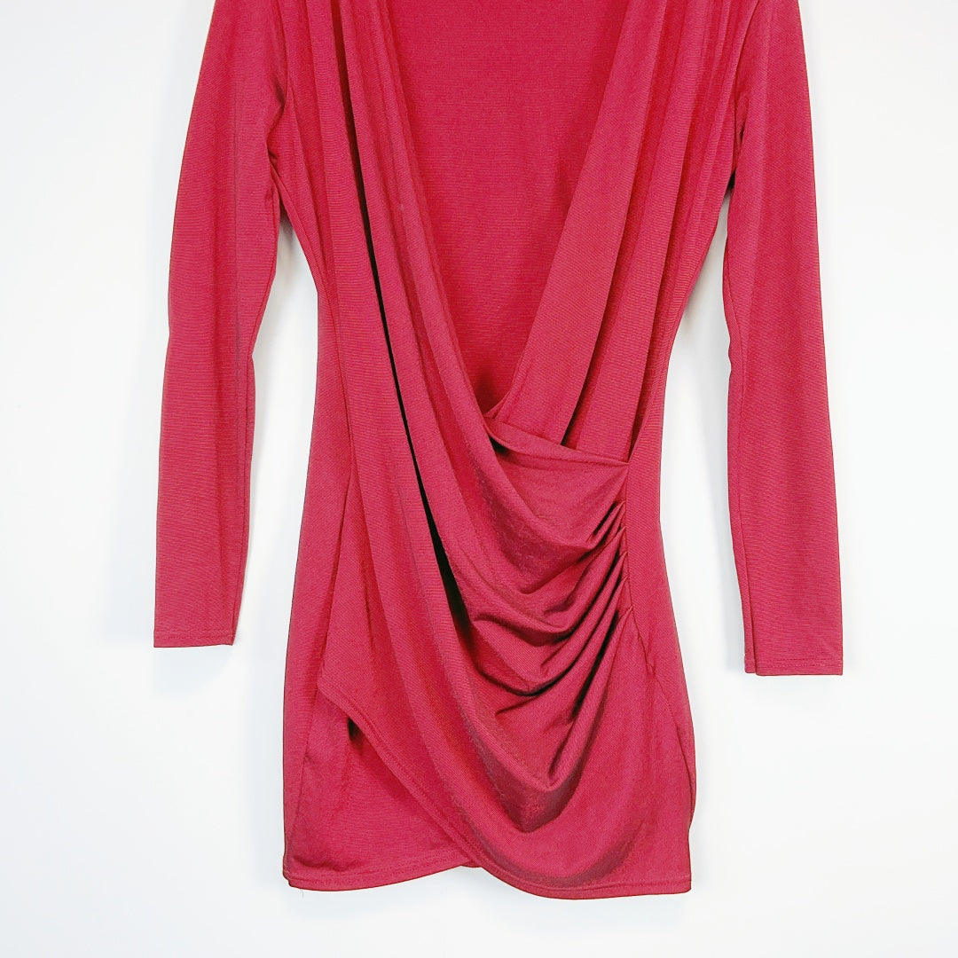 BOOHOO NIGHT Wrap Style Dress – Red – Size UK 14