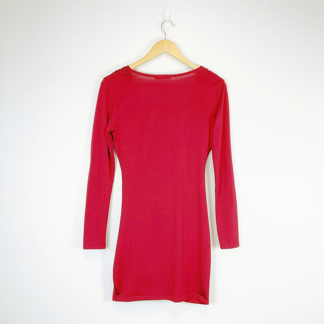 BOOHOO NIGHT Wrap Style Dress – Red – Size UK 14