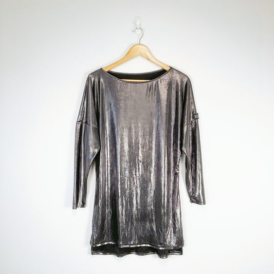 ELLA-D Metallic Shimmer Dress – Silver – Size M