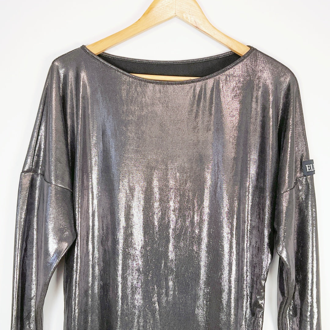ELLA-D Metallic Shimmer Dress – Silver – Size M