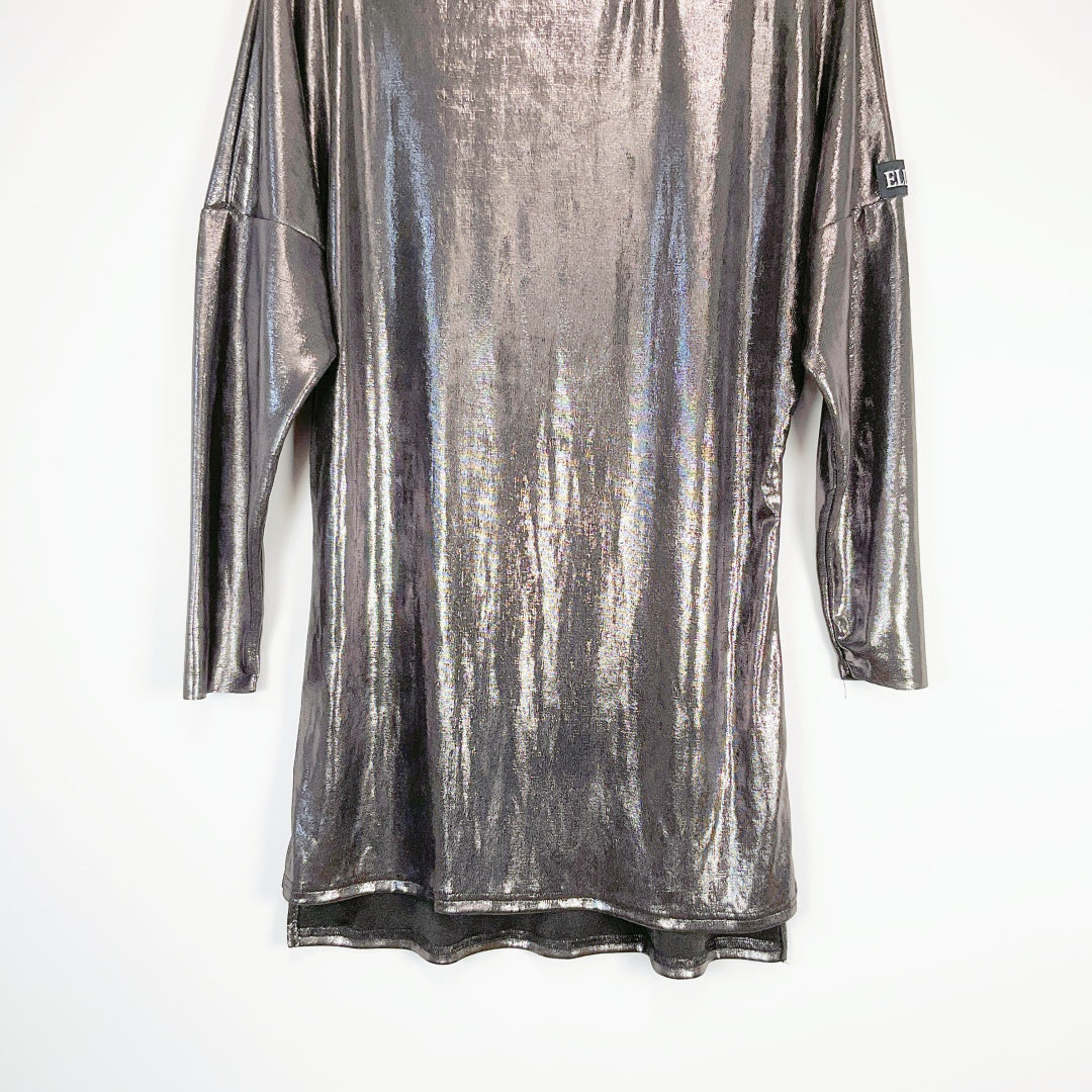 ELLA-D Metallic Shimmer Dress – Silver – Size M