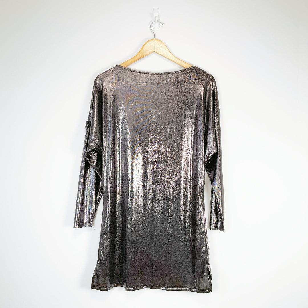 ELLA-D Metallic Shimmer Dress – Silver – Size M