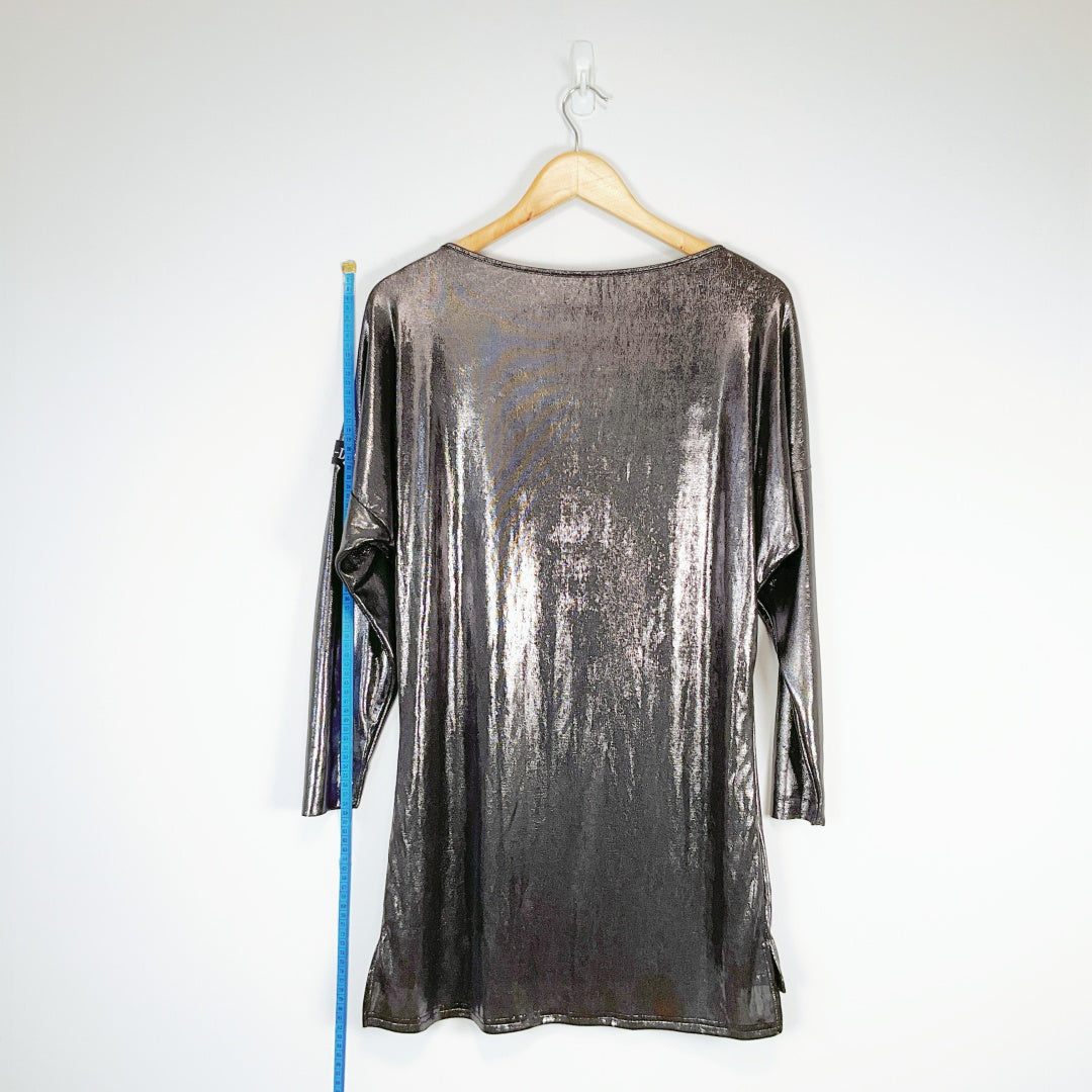 ELLA-D Metallic Shimmer Dress – Silver – Size M