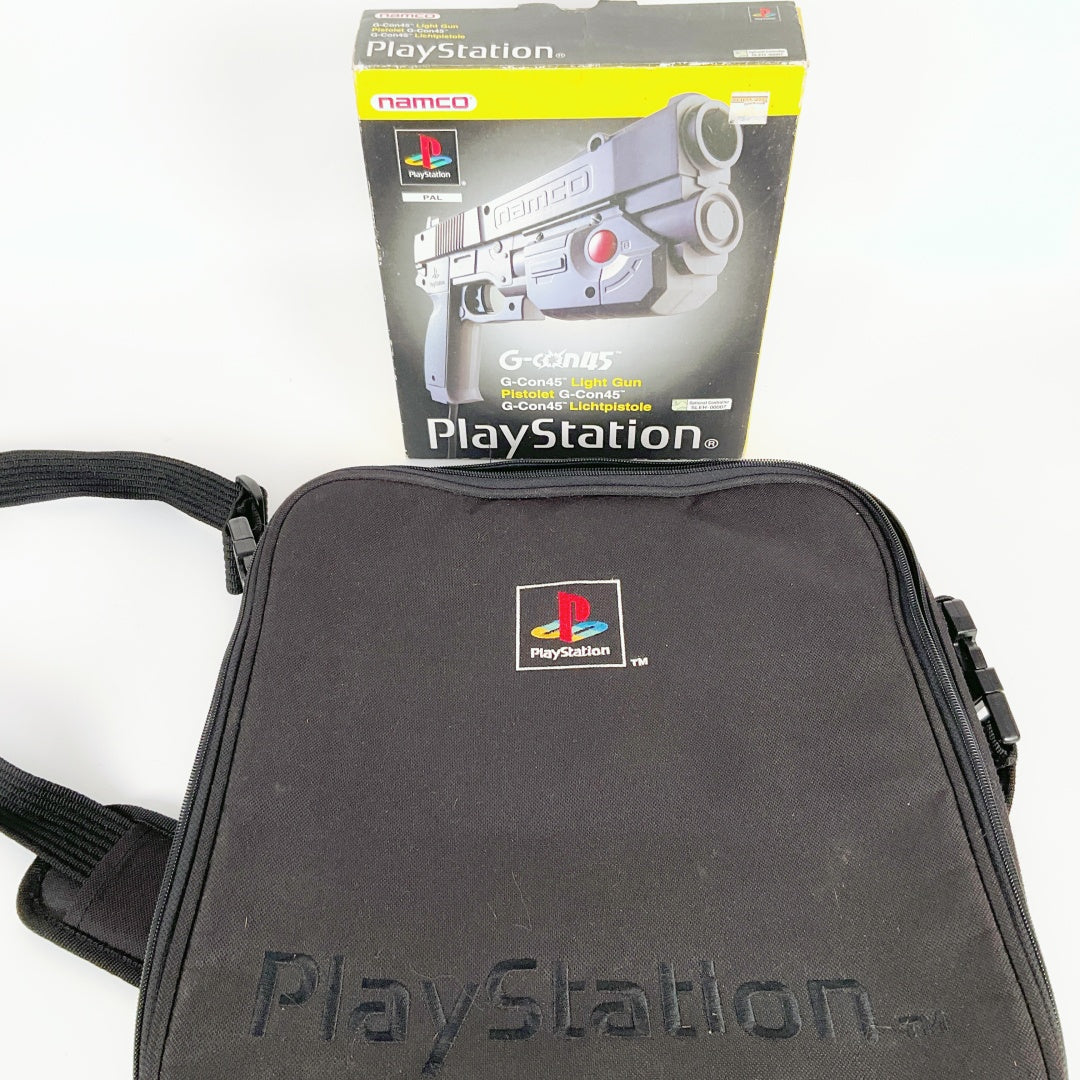 PlayStation Namco GunCon Light Gun + Official PlayStation Shoulder Bag – Retro Bundle