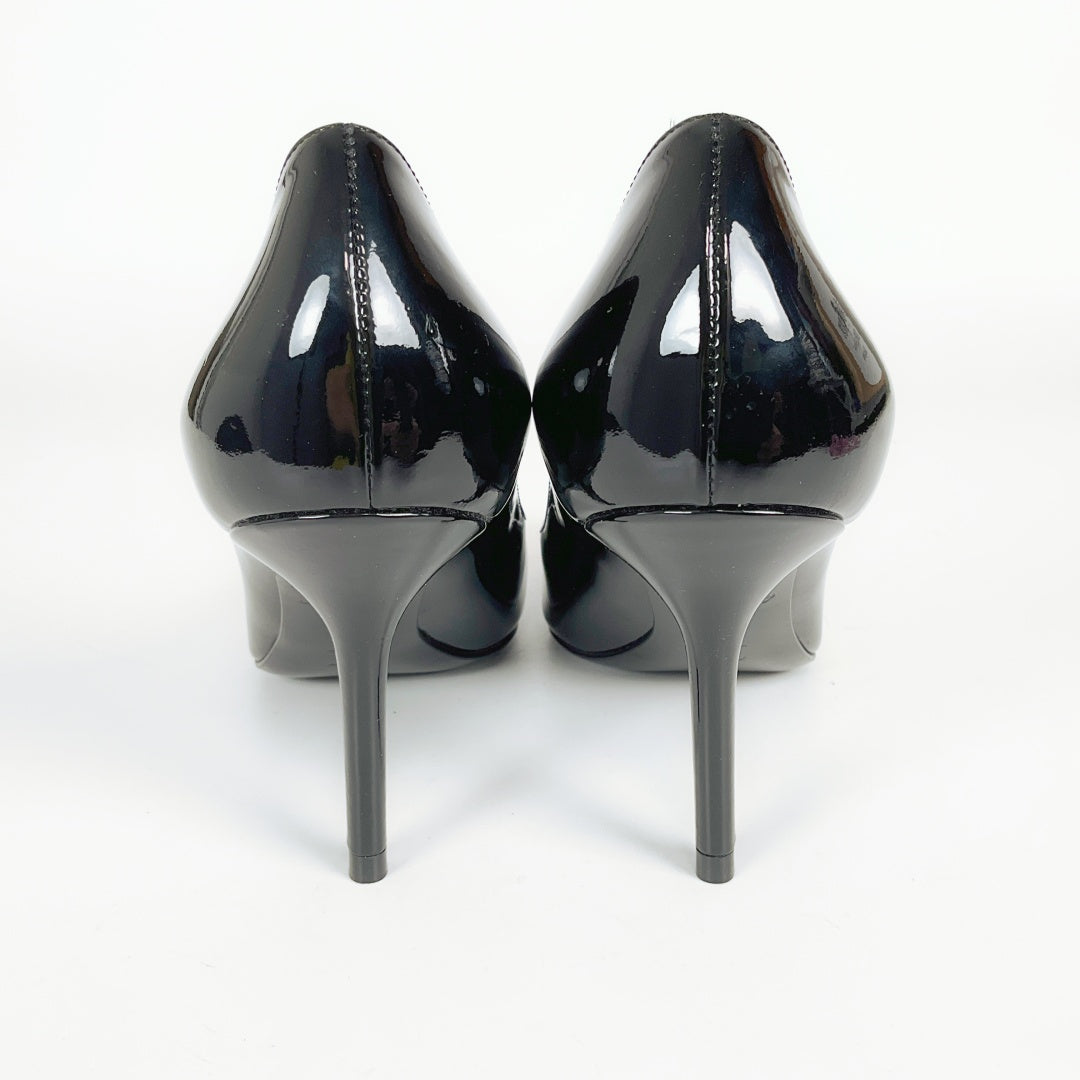 Louis Vuitton Black Patent Leather Heels with LV Logo & Tassel – Size 36.5