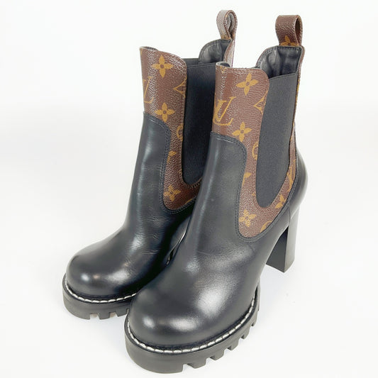 Louis Vuitton Monogram Chelsea Boots Black Leather – Size 36.5