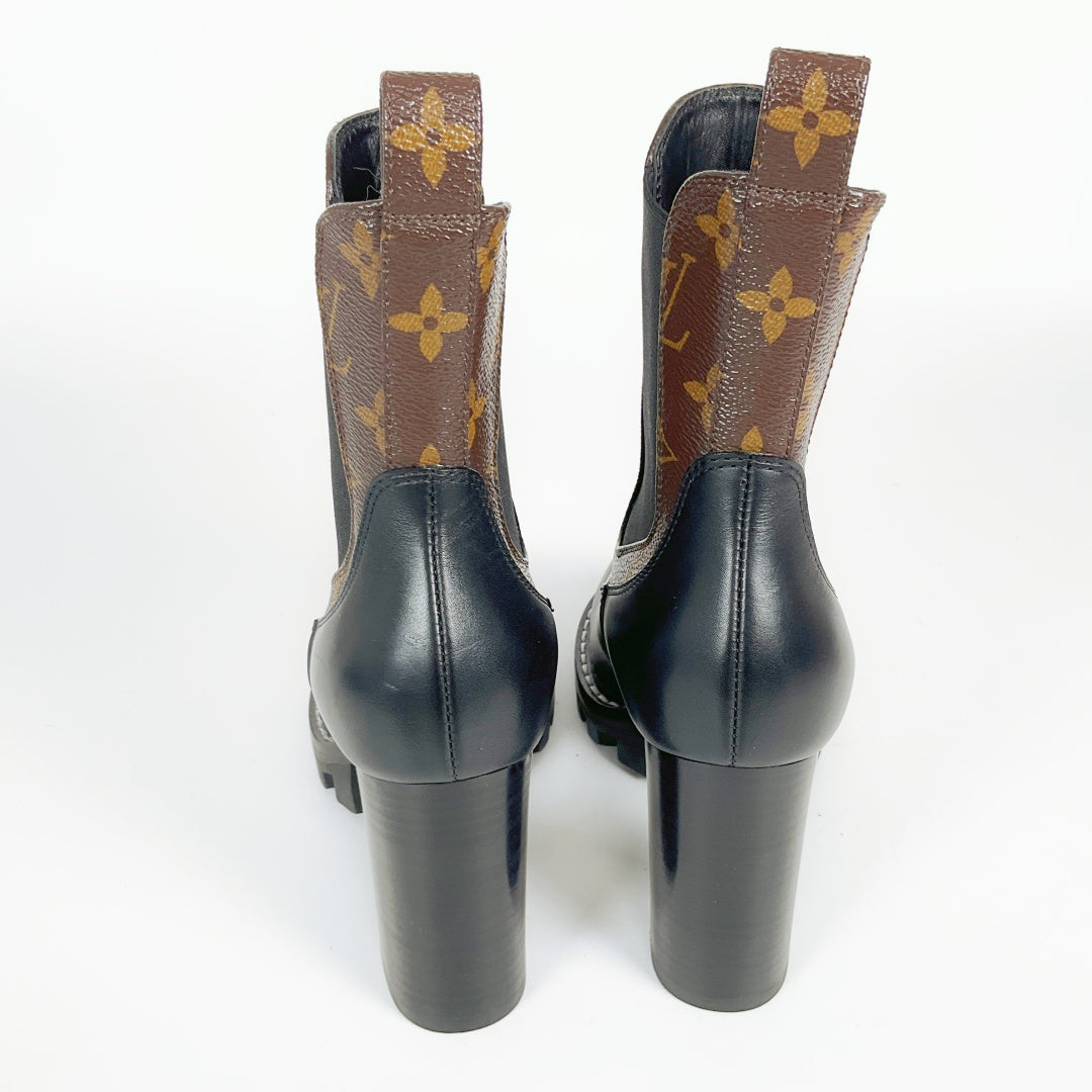 Louis Vuitton Monogram Chelsea Boots Black Leather – Size 36.5