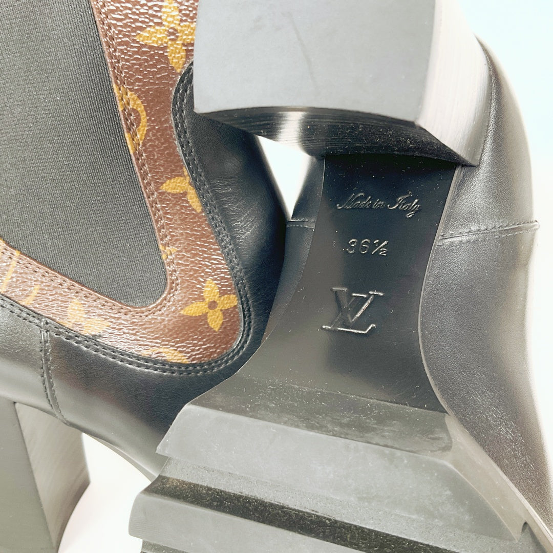 Louis Vuitton Monogram Chelsea Boots Black Leather – Size 36.5