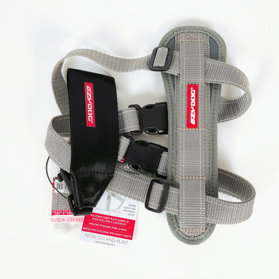 EzyDog Chest Plate Harness – Dog Harness with FREE Car Seat Restraint (Adjustable Sizes)