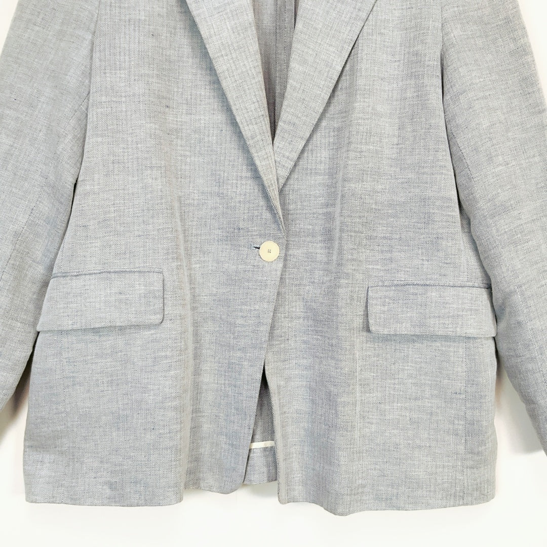 MNG Light Grey Linen Blend Blazer XL – Classic Tailored Jacket