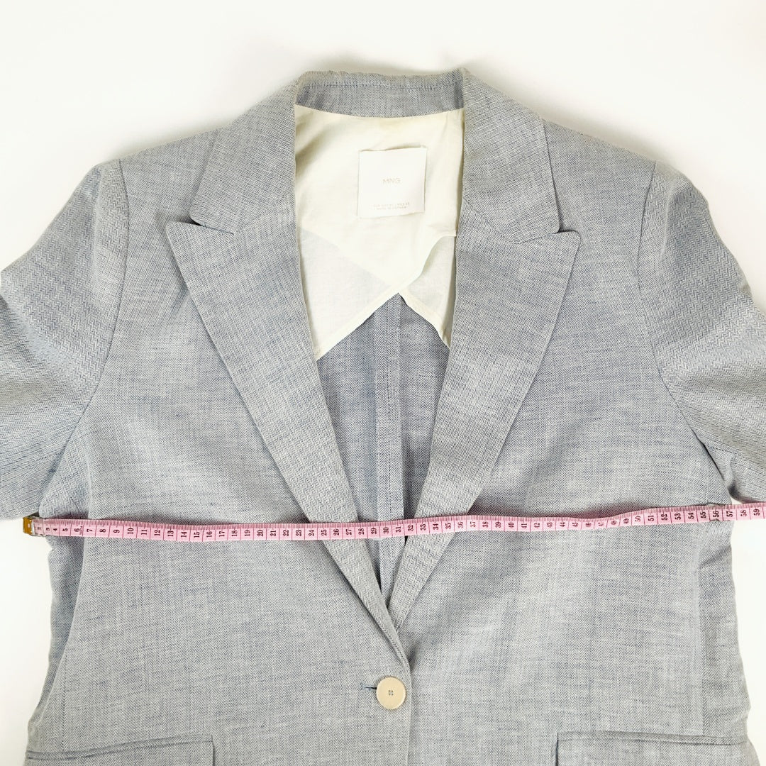 MNG Light Grey Linen Blend Blazer XL – Classic Tailored Jacket