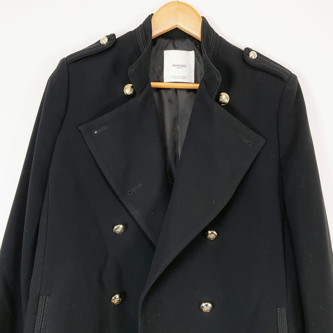 MANGO Casual Black Double-Breasted Coat – EUR M / US S
