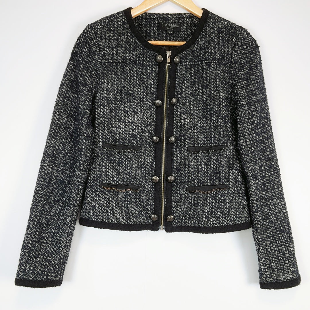 Just Jeans Tweed Jacket Size 8 – Classic Textured Button-Up