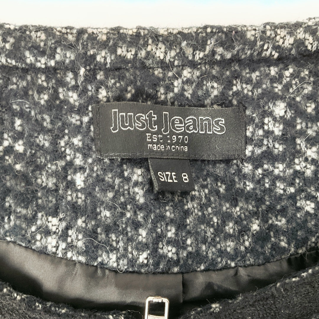 Just Jeans Tweed Jacket Size 8 – Classic Textured Button-Up