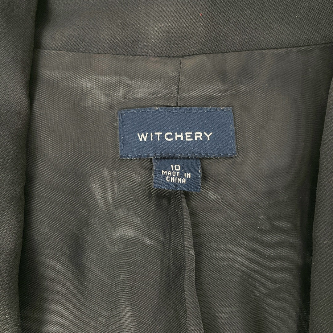 Witchery Cropped Black Blazer Size 10 – Tailored Short Jacket