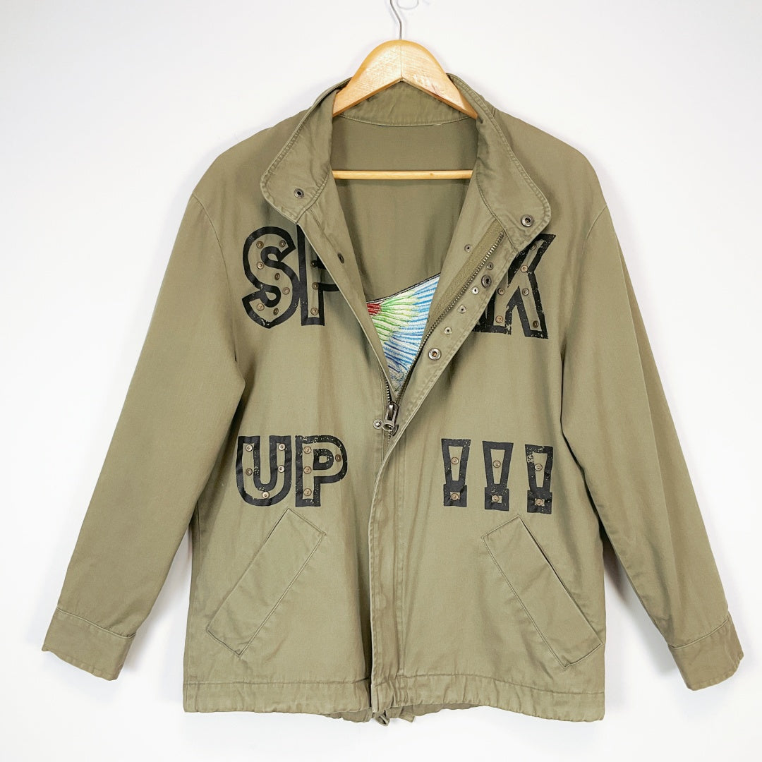 Vintage “Speak Up!!!” Graphic Jacket – Approx. Size M