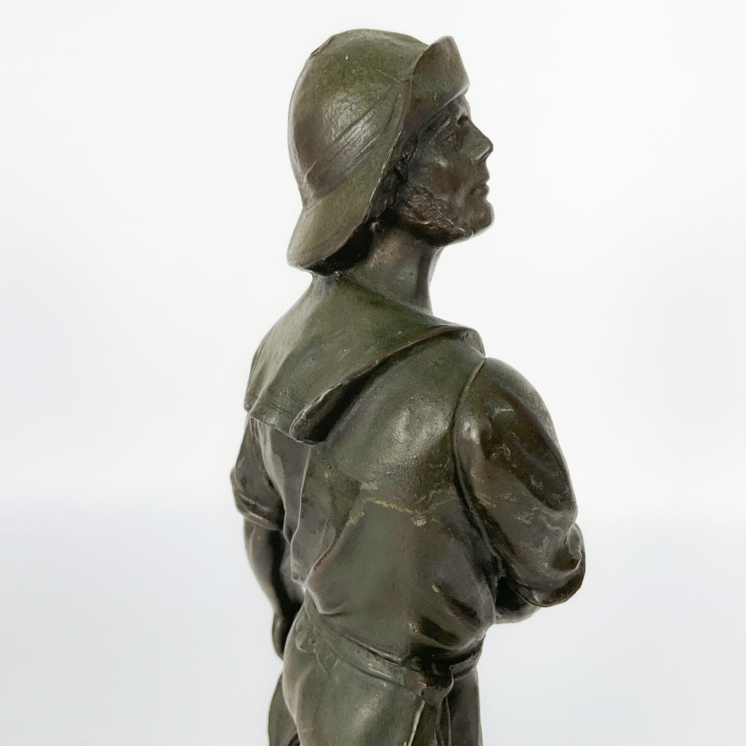 Vintage Fisherman Statue with Fish