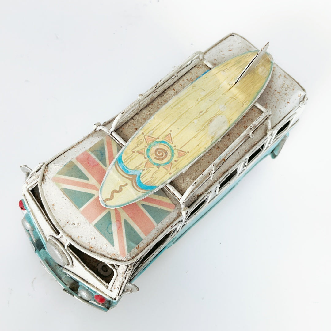 Vintage Mini Bus Model with Surfboard