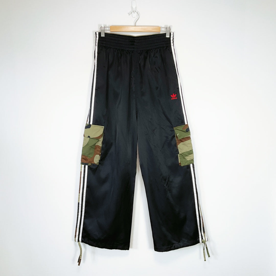 Adidas Black Track Pants with Camo Panels – Size UK 16