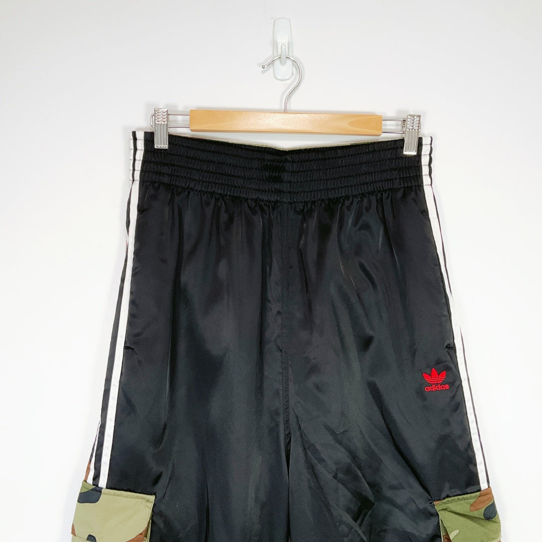 Adidas Black Track Pants with Camo Panels – Size UK 16