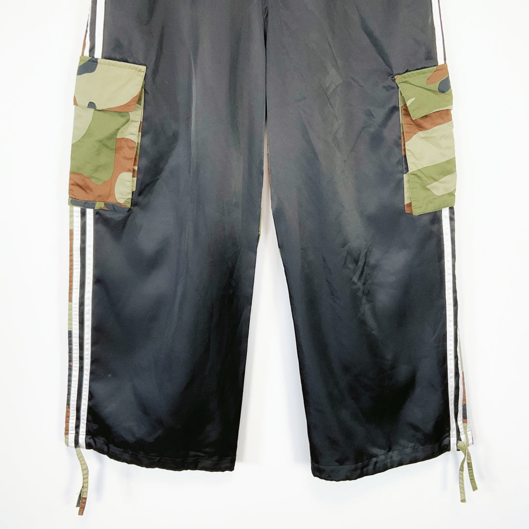 Adidas Black Track Pants with Camo Panels – Size UK 16