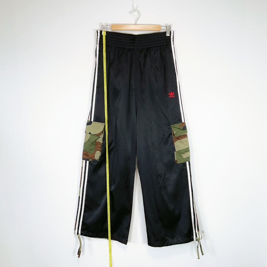 Adidas Black Track Pants with Camo Panels – Size UK 16