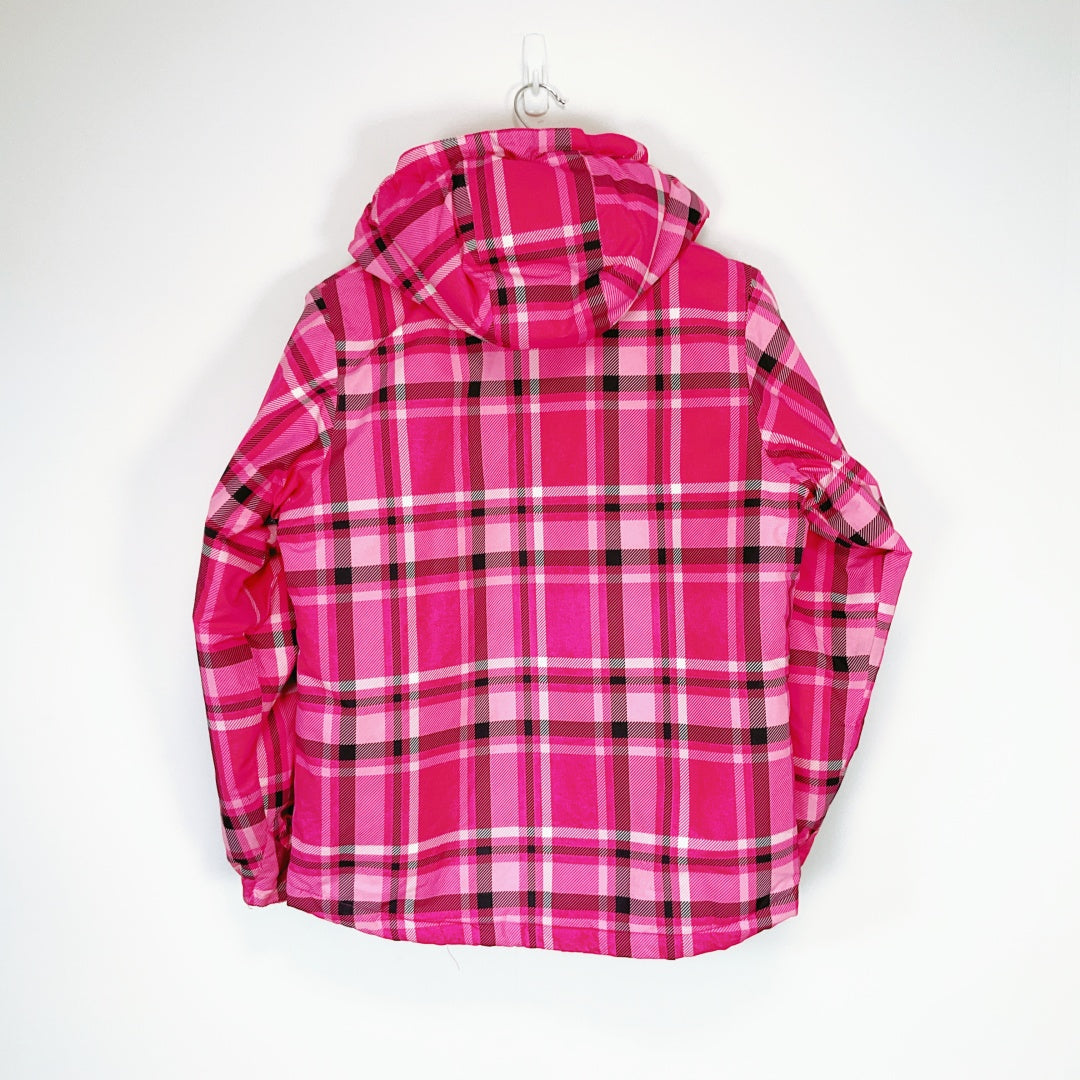 A'ND Pink Plaid Hooded Jacket – Size 14