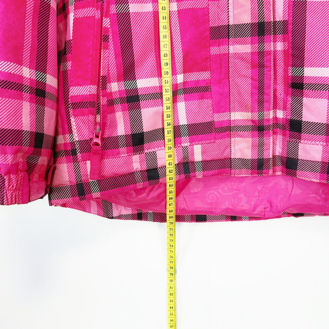 A'ND Pink Plaid Hooded Jacket – Size 14