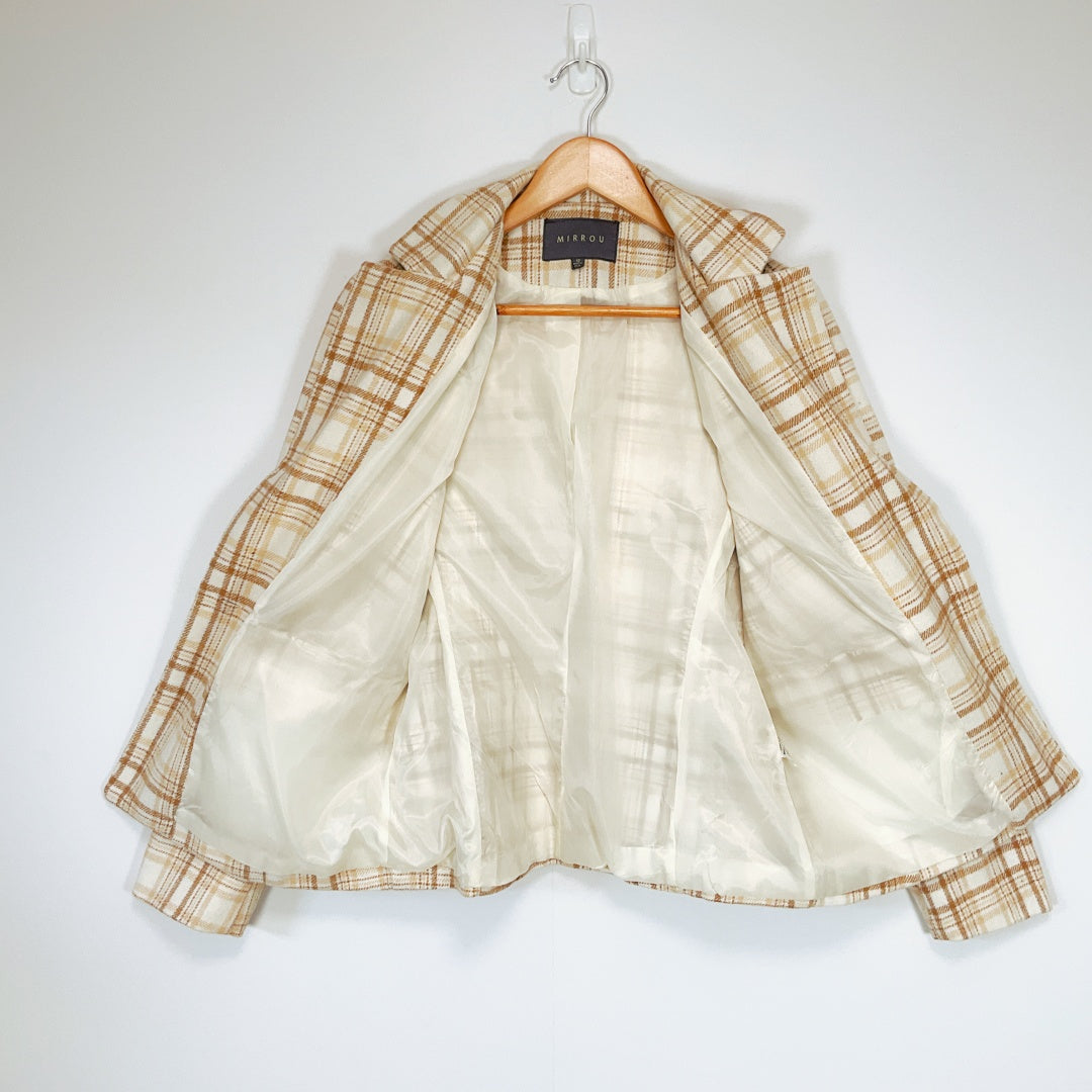MIRROU Beige Plaid Blazer Jacket – Size 12