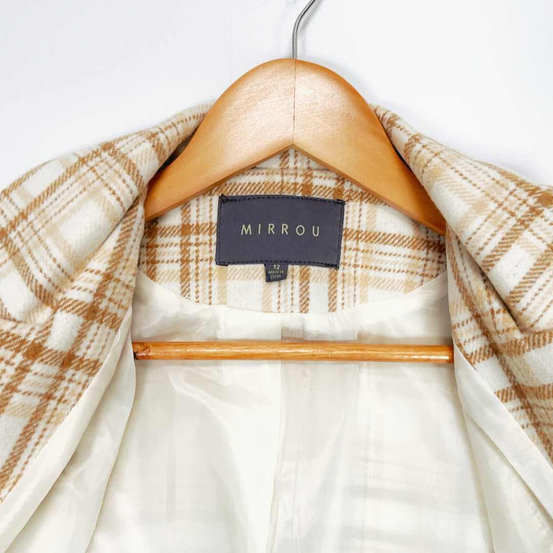 MIRROU Beige Plaid Blazer Jacket – Size 12