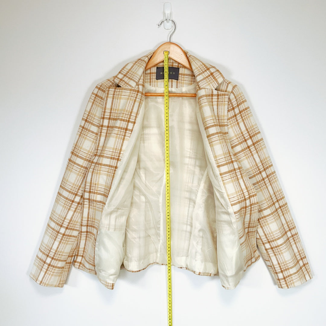 MIRROU Beige Plaid Blazer Jacket – Size 12
