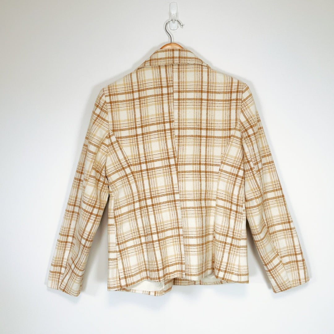 MIRROU Beige Plaid Blazer Jacket – Size 12