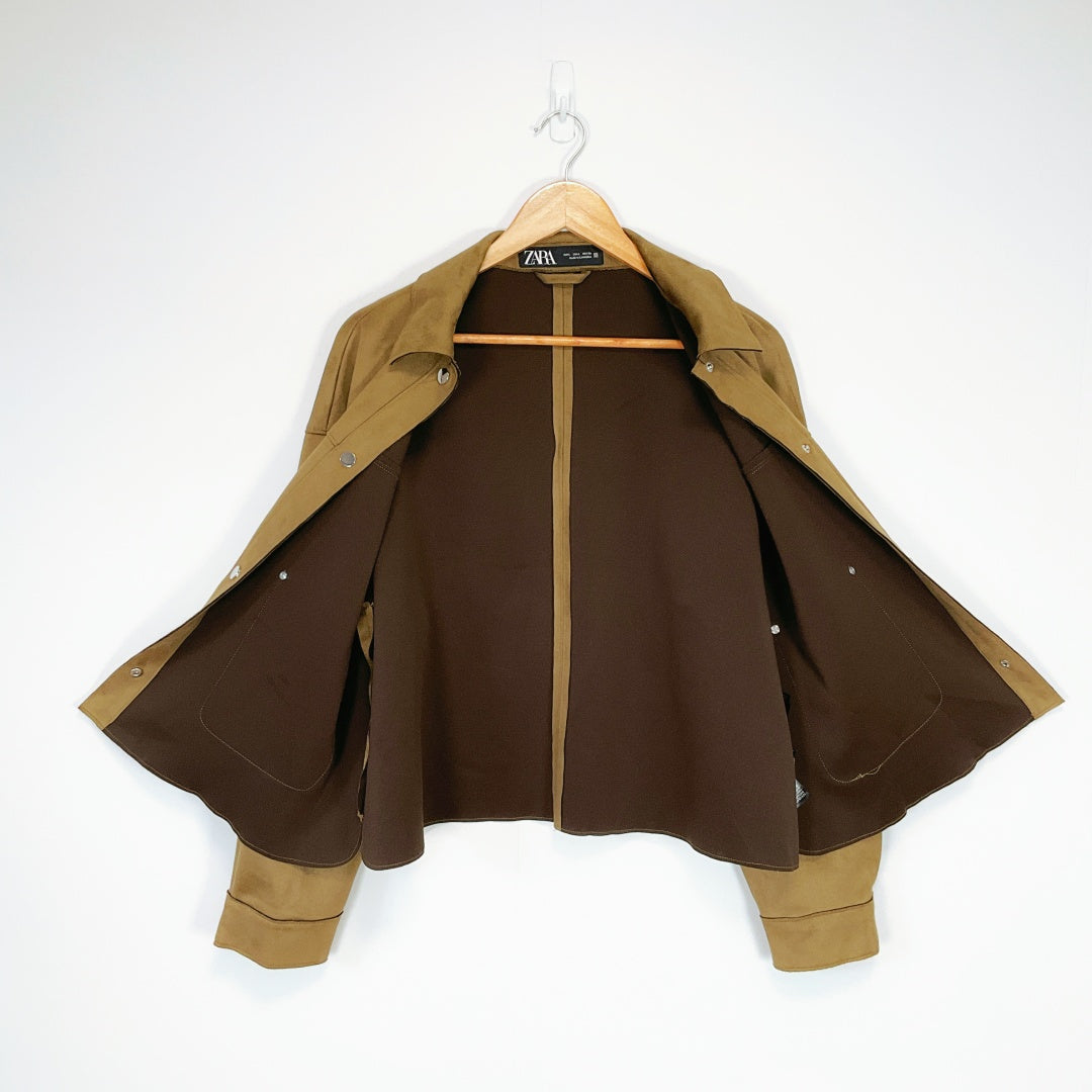 ZARA Cropped Brown Jacket – Size EUR L