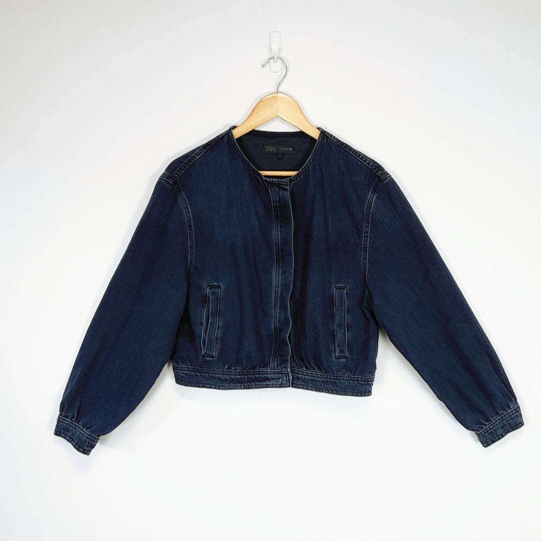 ZARA Cropped Denim Jacket – Size EUR M