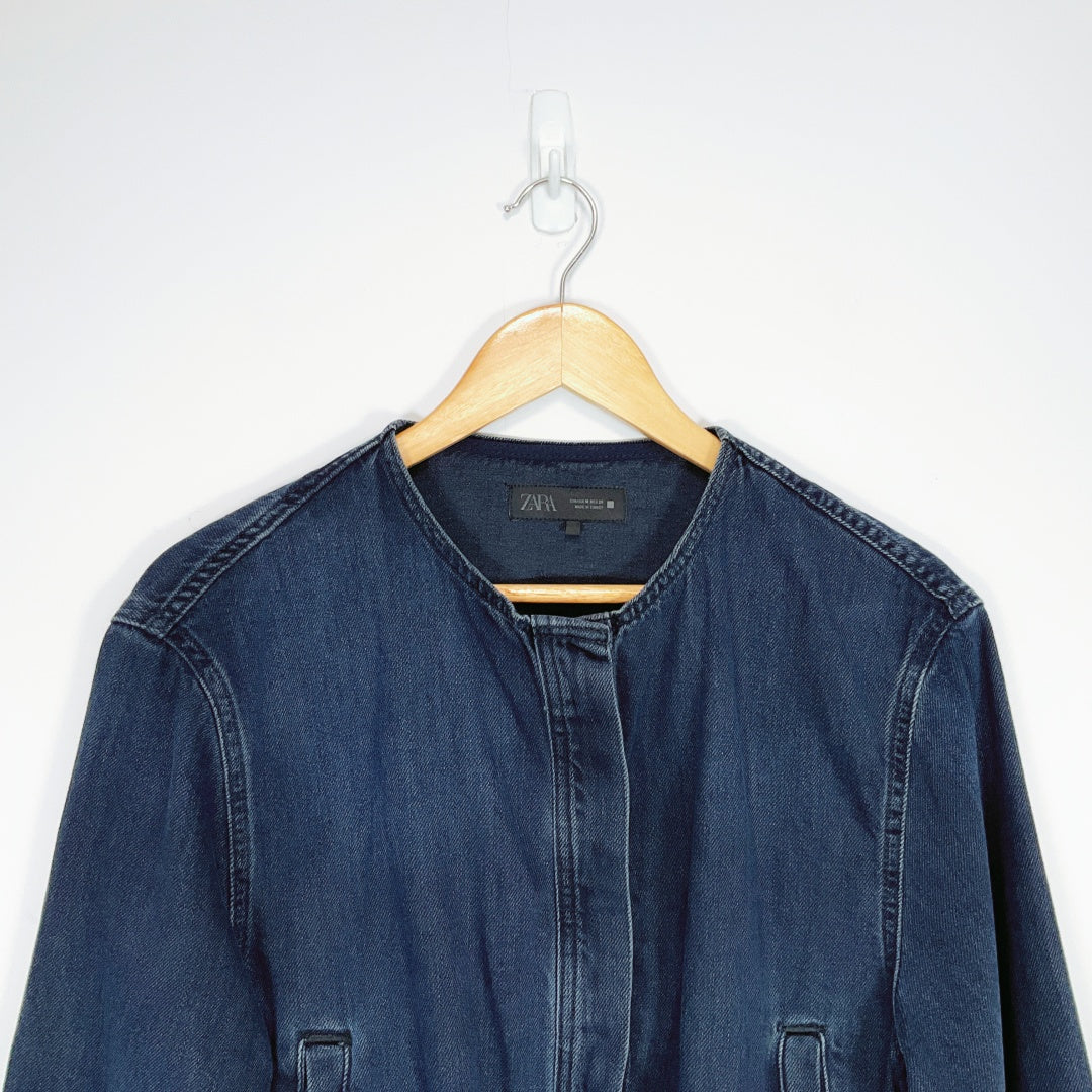 ZARA Cropped Denim Jacket – Size EUR M