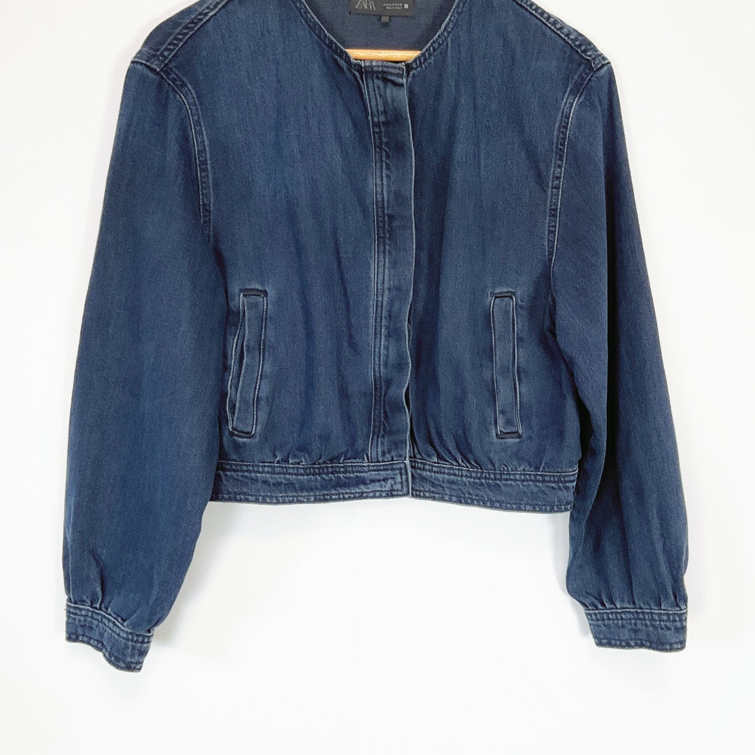 ZARA Cropped Denim Jacket – Size EUR M