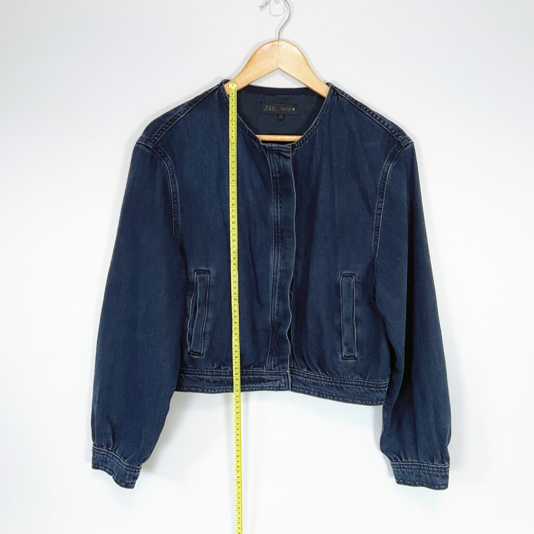 ZARA Cropped Denim Jacket – Size EUR M