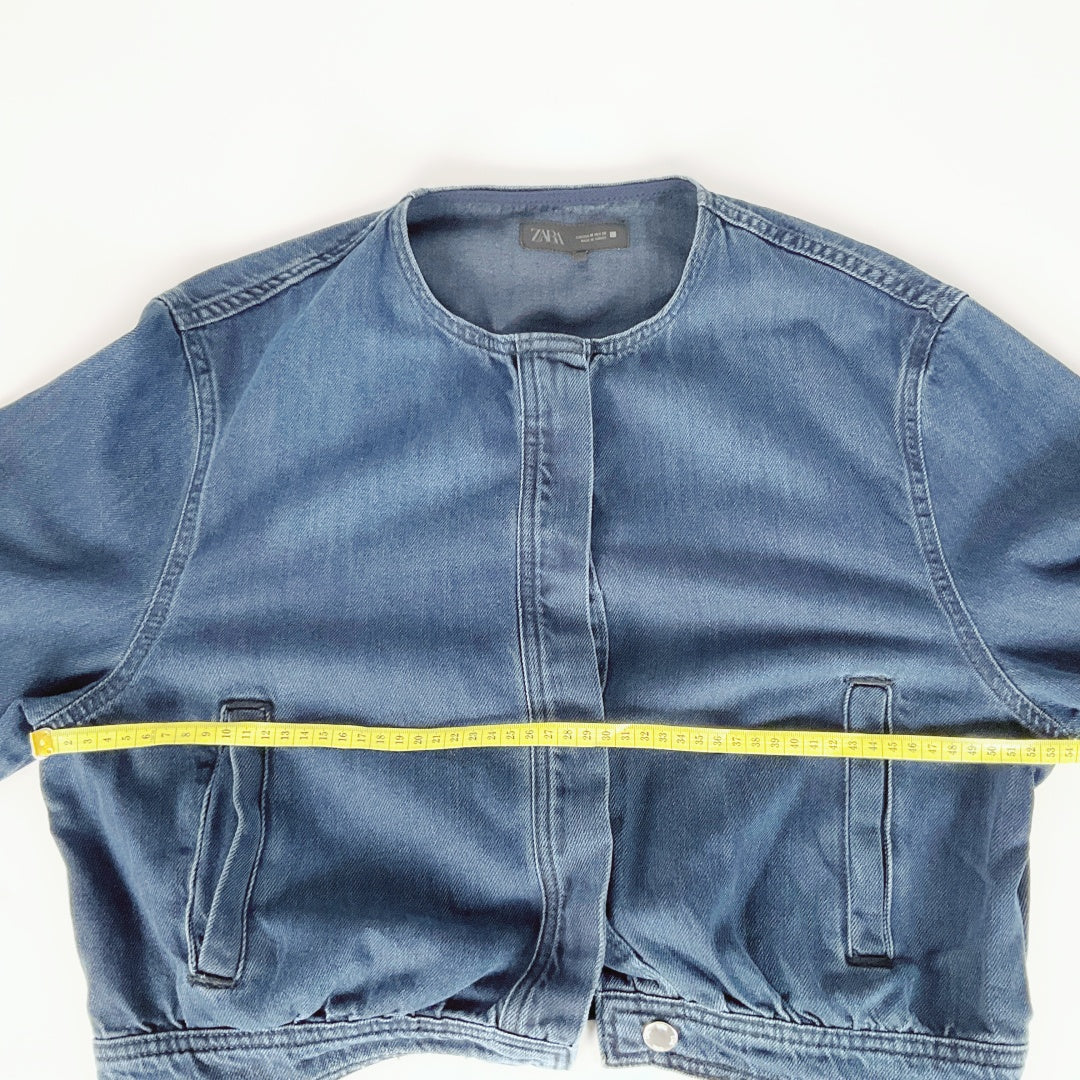 ZARA Cropped Denim Jacket – Size EUR M