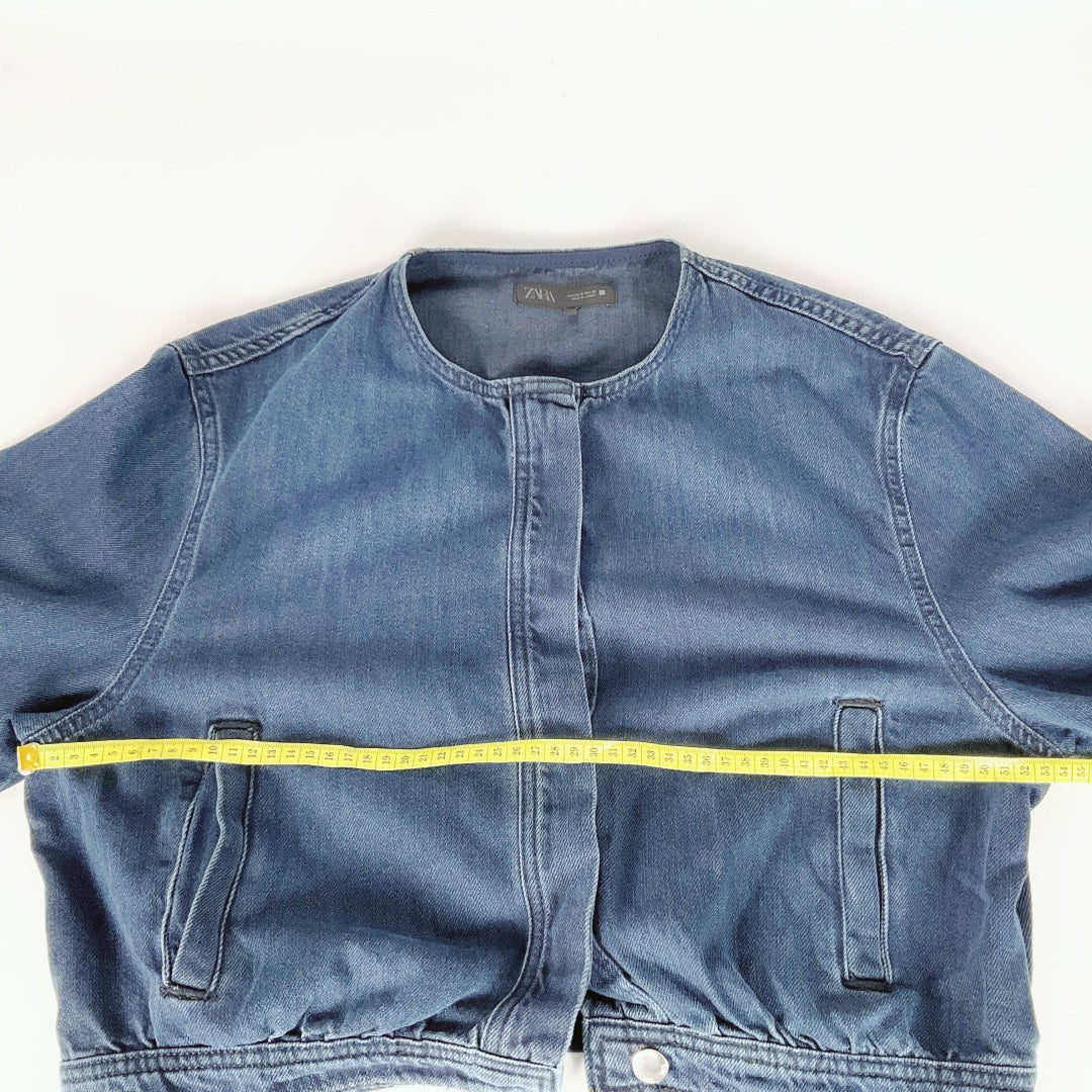 ZARA Cropped Denim Jacket – Size EUR M