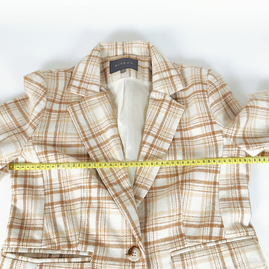 MIRROU Beige Plaid Blazer Jacket – Size 12