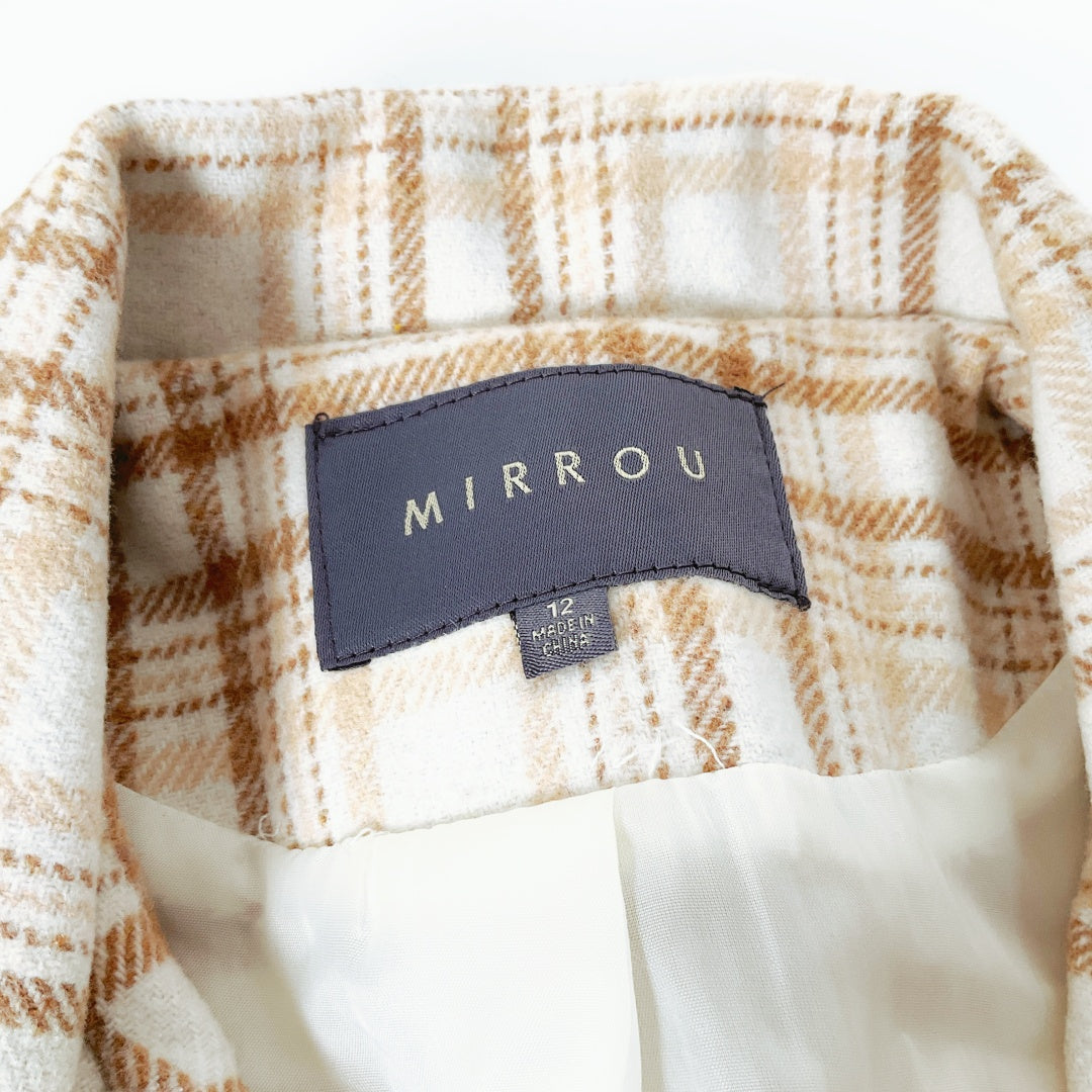 MIRROU Beige Plaid Blazer Jacket – Size 12