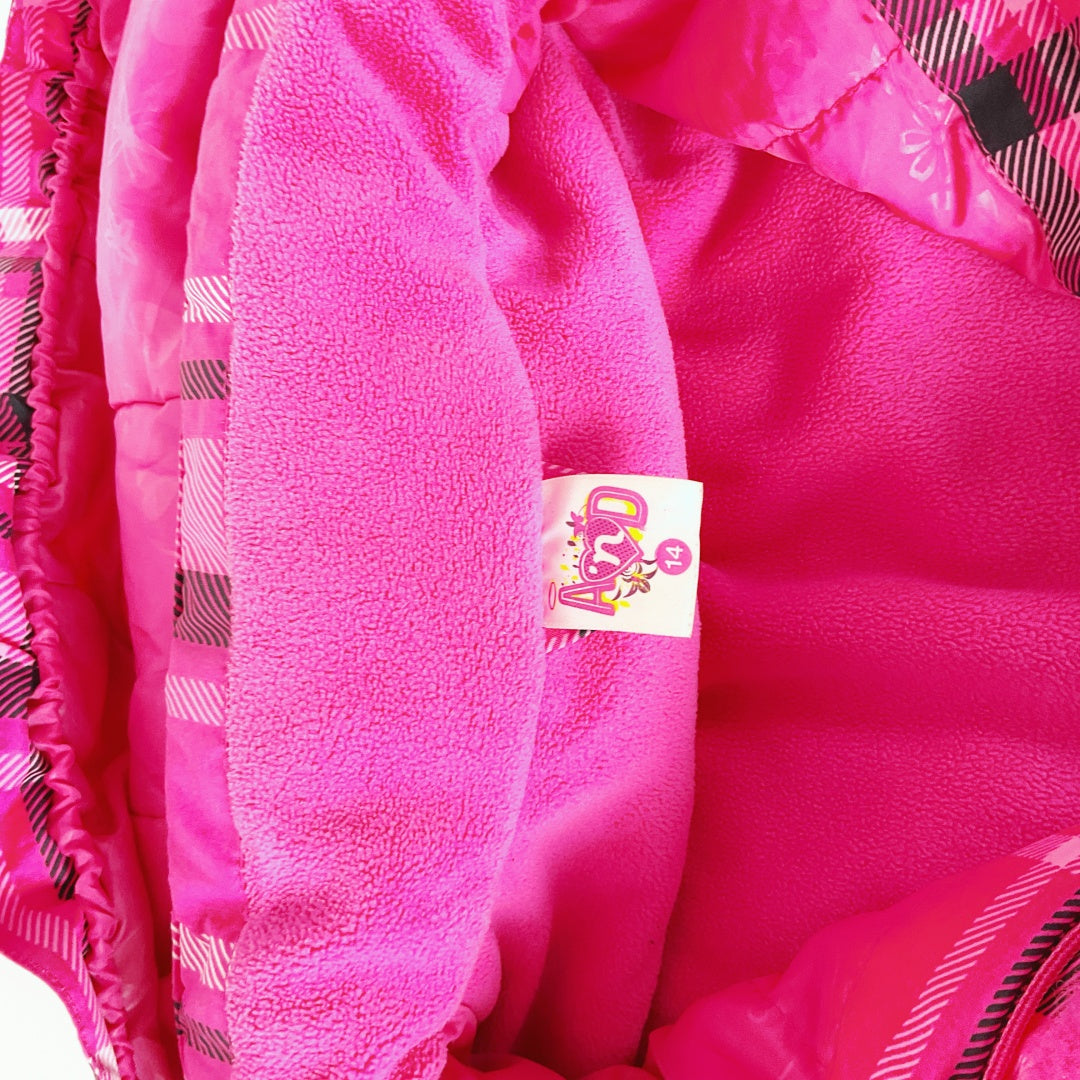 A'ND Pink Plaid Hooded Jacket – Size 14