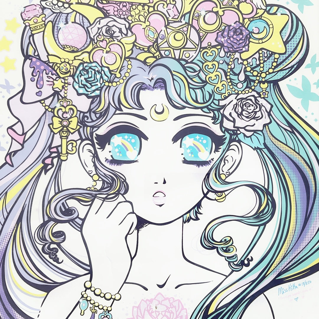 Sailor Moon Signed Limited Print #18/250 by Miss Kika Framed Anime Artwork