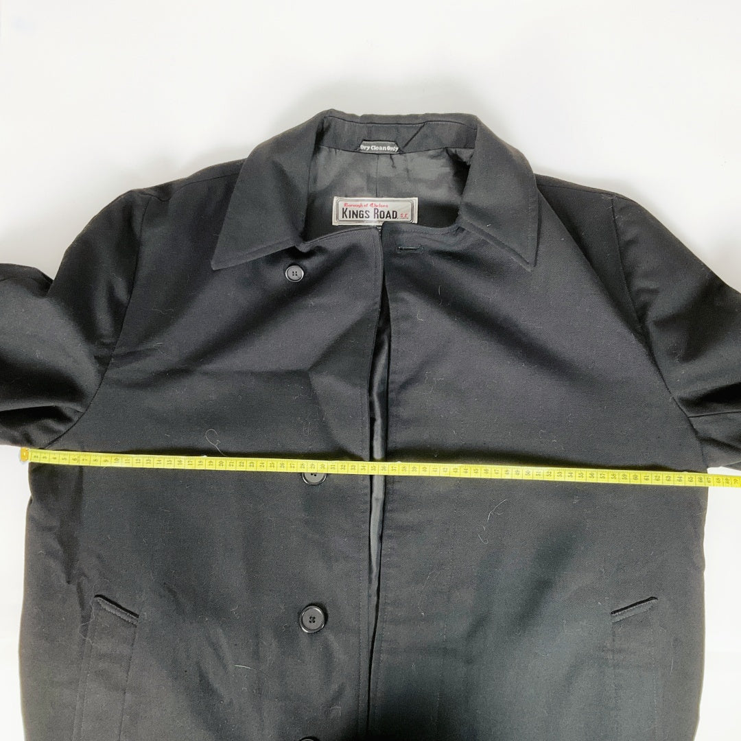 KINGS ROAD Long Black Coat – Size 100cm (XL/XXL)