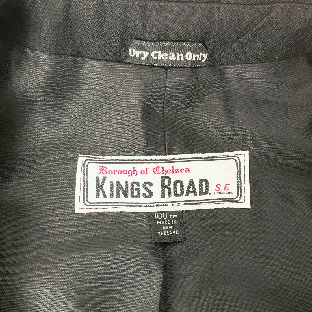 KINGS ROAD Long Black Coat – Size 100cm (XL/XXL)